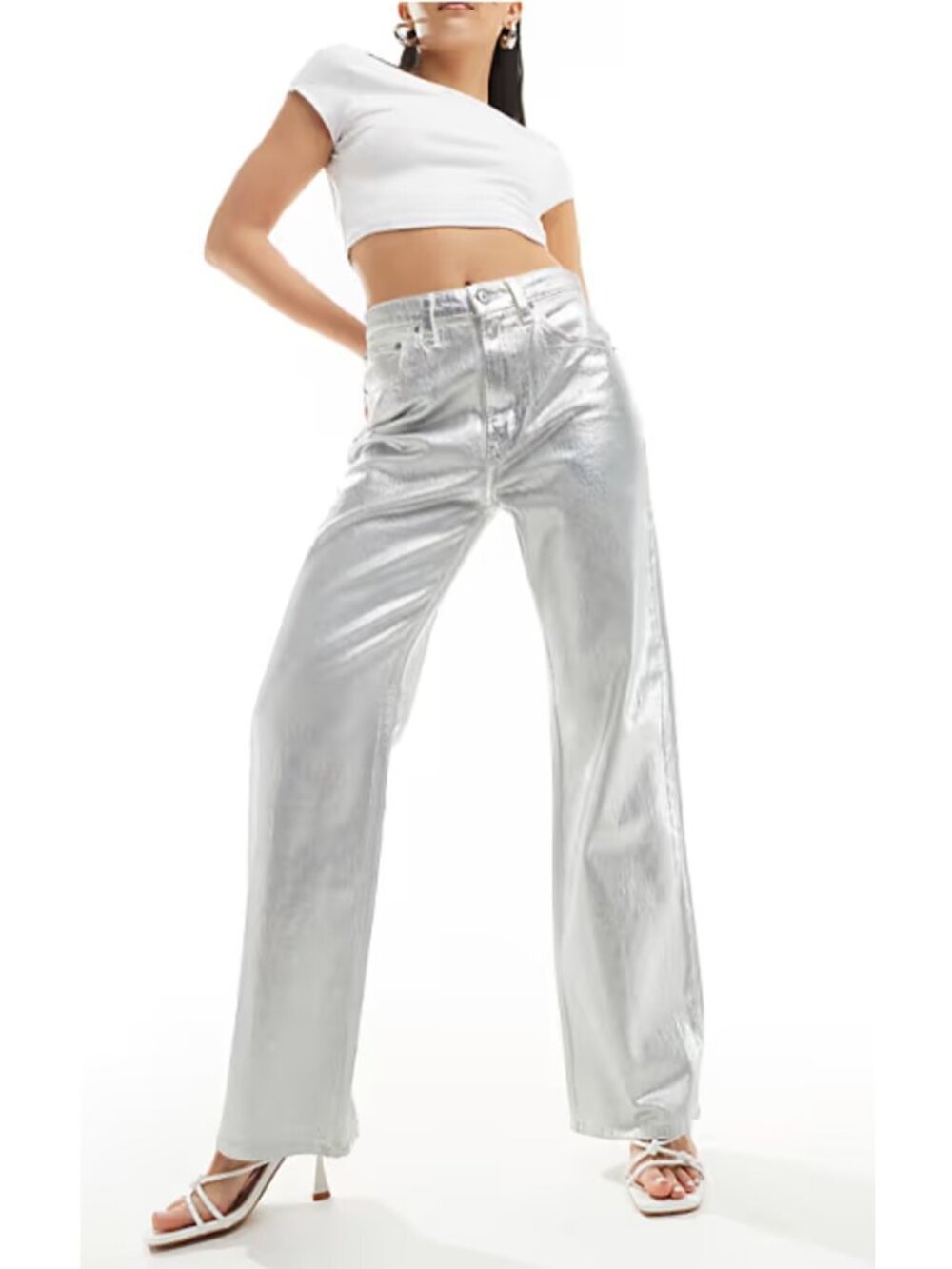 NWT New Abercrombie & Fitch 90s Relaxed Fit High Rise Jeans In Silver Size 8 L